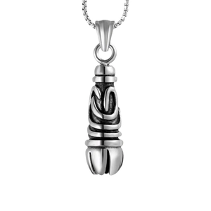 Gothic titanium steel pendant necklace with vintage embossed textures and box chain