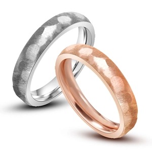 Minimalist Stainless Steel Hammered Ring For Women Men Vintage Faceted Geometric Band Ring Wedding Party Jewelry Rose Gold Silver