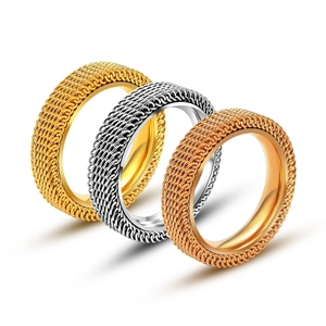 Titanium Steel Mesh Ring For Men Women Double Layer Woven Hollow Out Fashion Finger Ring Anniversary Birthday Jewelry Gift