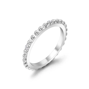 Klassischer Silber-Titanstahl-Perlenring mit minimalistischem Design für Damen