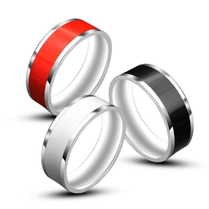 Minimalist Titanium Steel Band Ring For Men Women High Polished Contrast Color Epoxy Inlay Trendy Party Jewelry Finger Ring