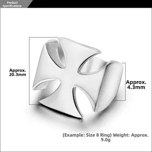 Detailed dimensions of the cross ring showing front width and ring band thickness