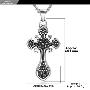 Detailed size parameters of the vintage gothic cross necklace with 60.1mm height