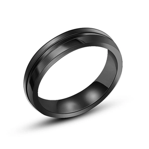 Bague Minimaliste en Acier au Titane pour Hommes Femmes Poli Rainure Centrale Bague Géométrique Bijoux Quotidiens Cadeau