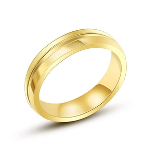 Bague homme dorée à double couche polie avec une finition miroir au style minimaliste