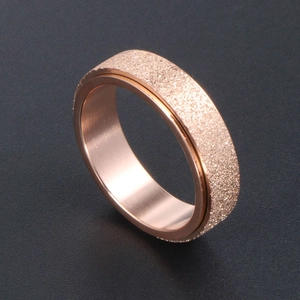 Minimalist rose gold spinner ring with matte finish and rotating stainless steel band