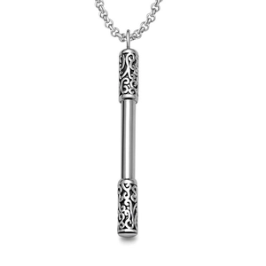 Vintage Stainless Steel Monkey King Bar Pendant Necklace For Men Retro Hollow Lucky Cloud Pattern Stick Jewelry Gift