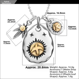 Detailed view of titanium steel eagle pendant necklace with specific dimensions and weight
