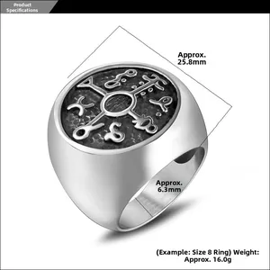 Detail showing retro silver signet ring dimensions: 25.8mm face and 6.3mm band width