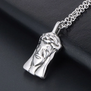 Vintage punk silver titanium steel Jesus head pendant necklace with relief detail