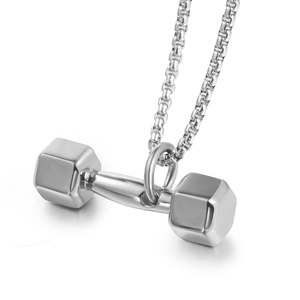 Collier Pendentif Haltère Fitness pour Hommes Femmes Titane Acier Inoxydable Sportif Gym Bijoux Haltère Collier Cadeau Musculation