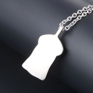 Vintage punk titanium steel necklace with detailed old man portrait pendant for men