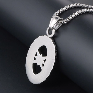 Octagon star hollow pendant necklace in industrial titanium steel with box chain