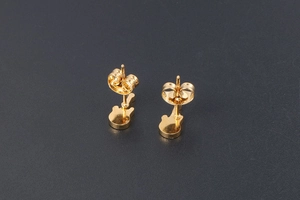 Detailed close-up of guitar-shaped stud earrings in 24K gold plated titanium steel
