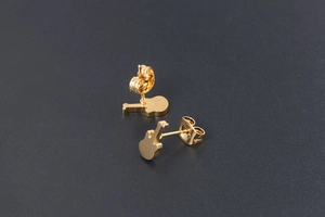 Close-up of guitar-shaped stud earrings in 24K gold-plated titanium steel finish