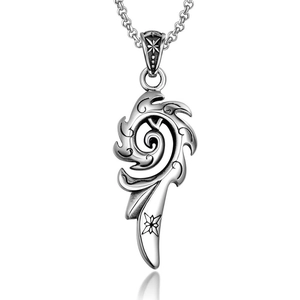 Collier Pendentif Vintage En Acier Inoxydable Avec Design Spirale De Flamme Et Gravure Étoile Idéal Pour Le Style Punk Et Gothique Quotidien