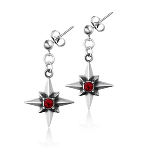 Orecchini a Bottone a Croce Gotica in Acciaio al Titanio Con Strass Rosso Gioielli Orecchini di Moda Unisex Stile Punk Vintage