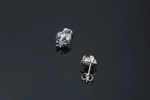 Macro shot of gothic dragon claw stud earrings with round black onyx stones
