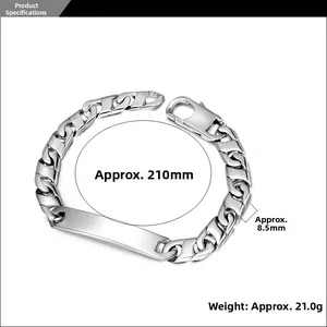Détails du bracelet gourmette en acier titane avec longueur de 210mm et largeur 8,5mm