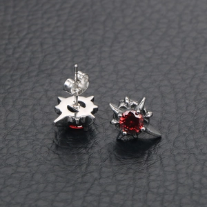 Punk-Stil Silber Titanstahl Stern Ohrstecker mit rotem Kristallstein und Schmetterlingsverschluss