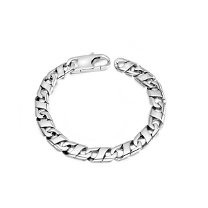 Bracelet Minimaliste en Acier Inoxydable Maillon Gourmette pour Hommes Punk Rock Hip Hop Argent Poli Plaque d'Identité Bijoux