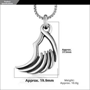 Detailansicht des Engelsflügel-Anhängers mit Maßen 37,5 mm Höhe und 19,9 mm Breite in Silber
