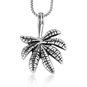 Collana con Ciondolo a Foglia in Acciaio al Titanio Gioielli Stile Vintage Punk Gothic per Uomo Donna Streetwear Collana Foglia Lucida Argento