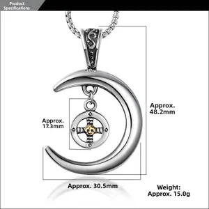 Détails des dimensions du pendentif croissant de lune et croix vintage avec touches dorées