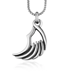Vintage Punk Engelsflügel Anhänger Halskette Für Herren Damen Titanstahl Polierter Einzelner Flügel Charme Gothic Schmuck