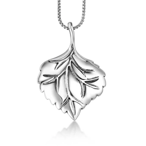 Stainless Steel Leaf Pendant Necklace Retro Detailed Leaf Vein Charm Silver Color Polished Fashion Men Women Jewelry Accessory Gift