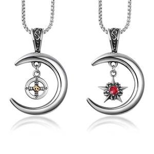 Collier Pendentif Aigle Étoile Croissant de Lune en Acier Inoxydable Vintage Avec Strass Bijoux Punk Gothique Cadeau