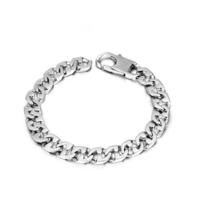 Men's Minimalist Stainless Steel Cuban Chain Bracelet Silver Polished Curb Link Bracelet Industrial Style Jewelry Gift
