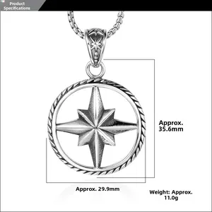 Detailed size specifications of the vintage compass pendant showing 29.9mm diameter