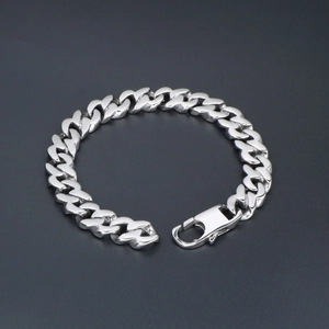 Bracciale a catena cubana in acciaio al titanio argento con segno infinito e chiusura