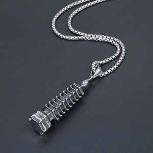 Collana vintage da uomo con pendente a pagoda in acciaio inossidabile ossidato e catena