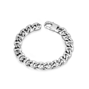 Bracelet Minimaliste en Acier au Titane à Maillons en H pour Hommes Femmes Argent Poli Chaîne d'Ancre Géométrique Bijoux Punk Streetwear
