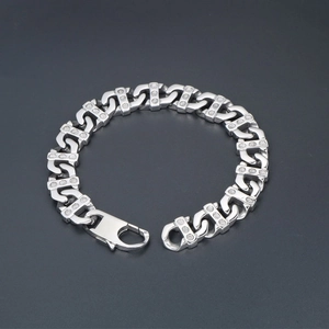 Bracelet en acier au titane avec chaîne à maillons H et zircone pour hommes et femmes