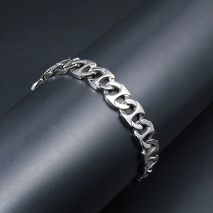 Bracelet chaîne d'ancre en acier titane pour hommes et femmes avec finition argent