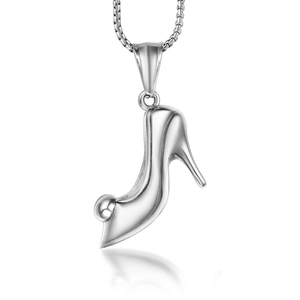 Stainless Steel High Heel Shoe Pendant Necklace For Women Sexy Fashion 3D Stiletto Heel Charm Jewelry Silver Polished Gift