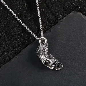 Vintage Titanium Steel Pi Xiu Pendant Necklace For Men Women Lucky Mascot Chinese Coin Charm Antiqued Jewelry Accessory Gift
