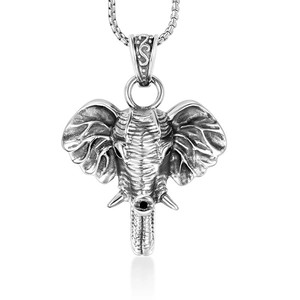 Retro Stainless Steel Elephant Head Pendant Necklace For Men Women Ethnic Punk Style Lucky Elephant Mascot Jewelry Necklace