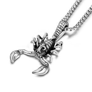 Stainless Steel Scorpion Pendant Necklace For Men Women Punk Retro Antique Silver Animal Scorpio Jewelry Accessory