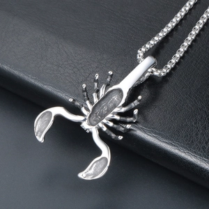 Punk style titanium steel scorpion pendant necklace with box chain for men and women