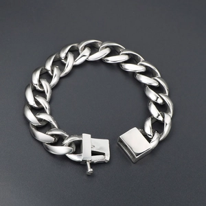 Titanium steel cuban link bracelet for men with secure square box clasp and side pins