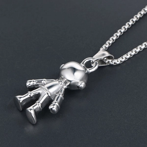 Collier avec pendentif astronaute robot de musique style punk en acier inoxydable poli