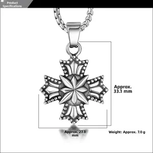 Vue détaillée du pendentif hexagramme flocon avec dimensions et texture d'acier