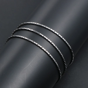 Minimalist silver stainless steel chain necklace with polished flat oval link texture