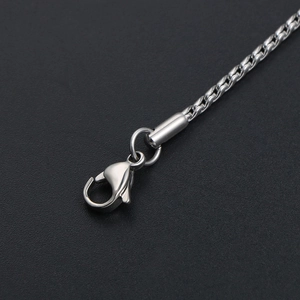 Polished silver titanium steel twisted chain necklace with secure lobster clasp closure