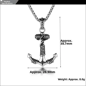Detailed size parameters of the vintage punk anchor pendant with weight and dimensions