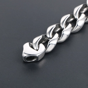 Bracelet chaîne cubaine en acier titane poli au style punk pour hommes et femmes